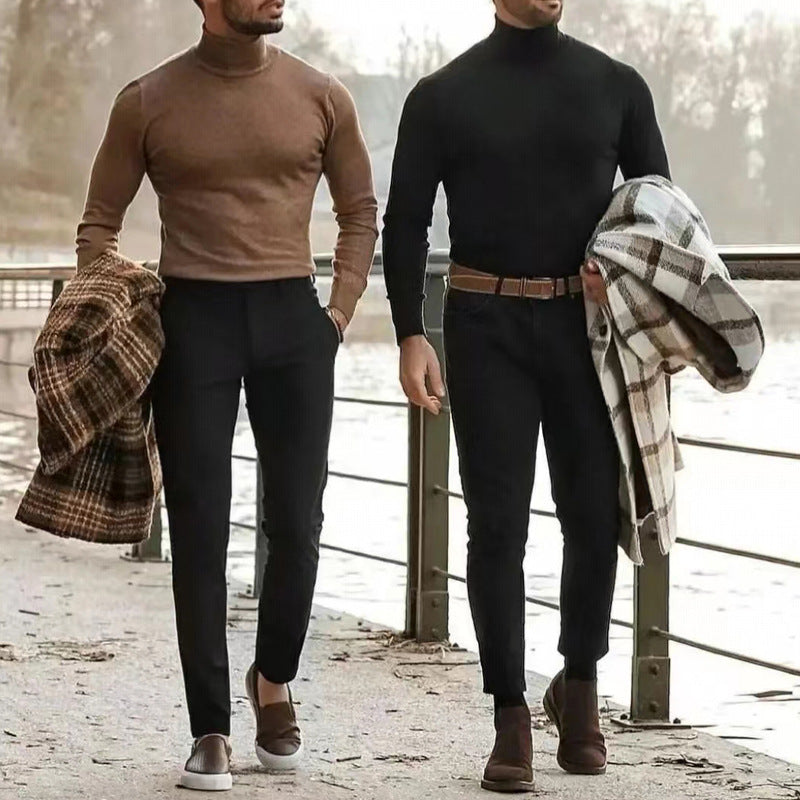 Herren Rollkragenpullover aus weichem Stretchmaterial EB