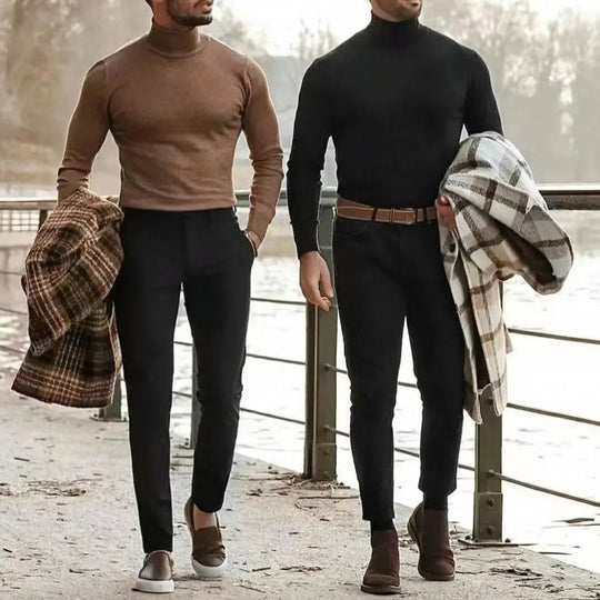Herren Rollkragenpullover aus weichem Stretchmaterial EB