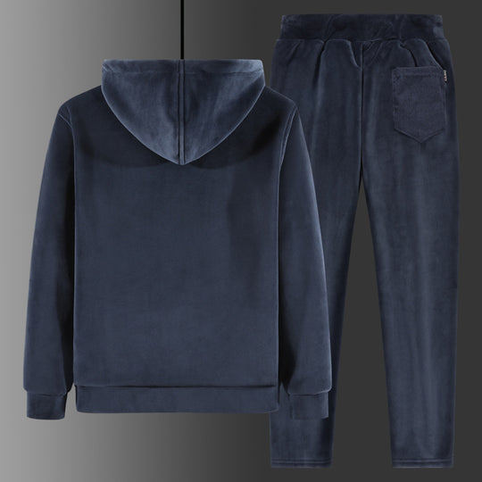 Herren Fleece-Freizeitanzug mit Kapuzenjacke und Thermo-Jogginghose EB