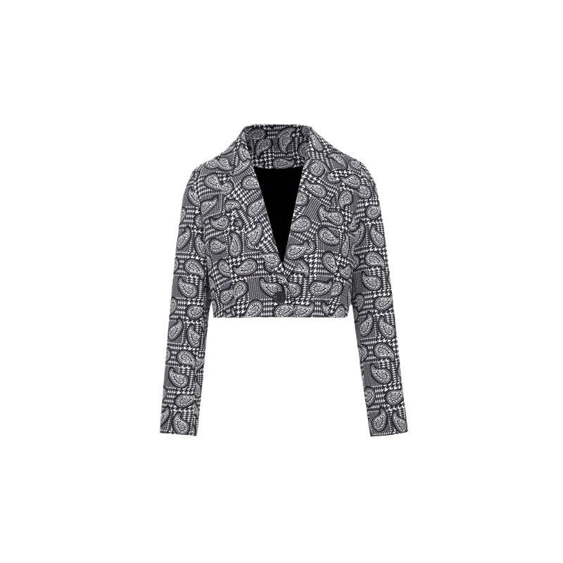 Damen Blazer mit modischem Paisleymuster und tailliertem Schnitt EB
