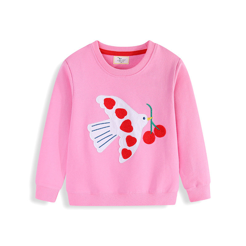 Mädchen Sweatshirt mit liebevollem Herz und Vogelmotiv EB