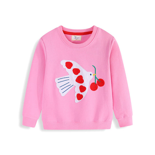 Mädchen Sweatshirt mit liebevollem Herz und Vogelmotiv EB