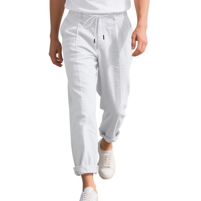 Herren nan relaxed-fit Leinenmix-Chino-Jogger mit elastischem Tunnelzugbund, lässiger Bügelfalte und aufrollbarem Saum EB