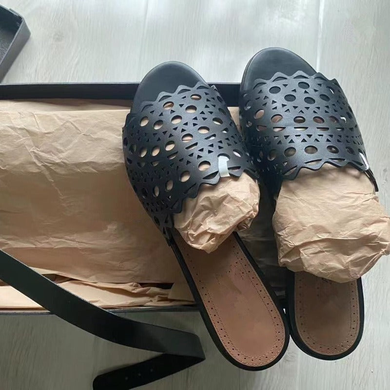 Damen modische Pantoletten mit durchbrochenem Design EB