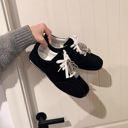 Damen Modische Sneakers mit funkelnden Ziersteinen EB