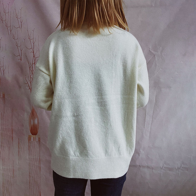 EB | Einfarbiger Warmer Strickpullover Für Alltag