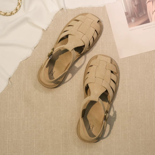 Damen Komfortable und modische Riemchensandalen mit geflochtenem Design EB