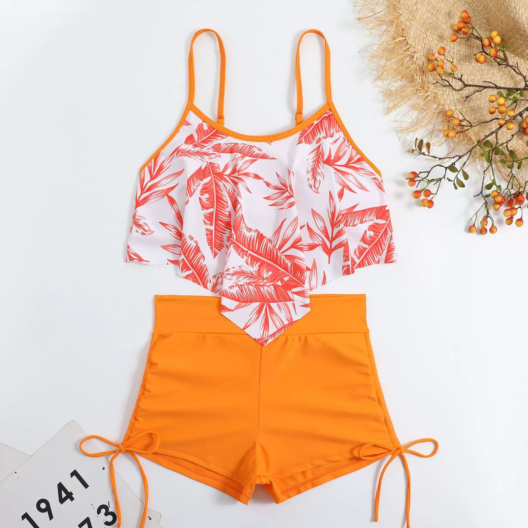 Damen Sportliches Tankini-Set mit Raffungen und verstellbaren Trägern EB