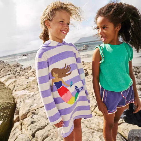 Mädchen Kapuzenkleid mit maritimen Motiv EB