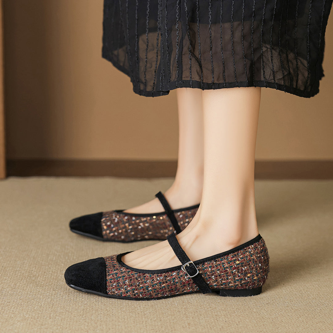 Damen Elegante Ballerinas mit modischem Riemen und hochwertiger Textur EB