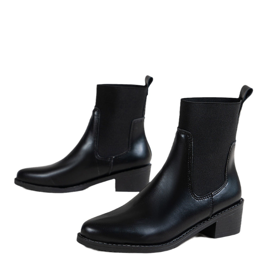 Damen Stiefeletten mit elastischem Schaft und komfortablem Blockabsatz EB