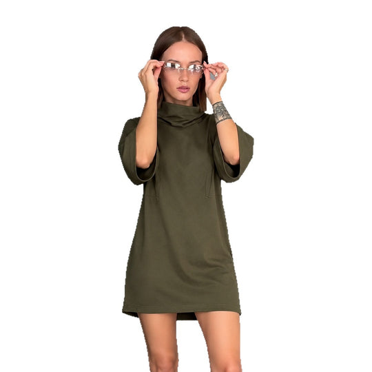 Damen lässiges Feinstrick-Minikleid mit Rollkragen und dreiviertelärmeln Eichborn Berlin