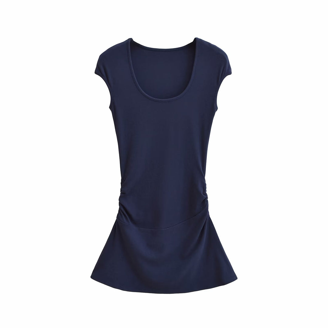 Damen elegantes Jersey-Kleid mit Raffung EB