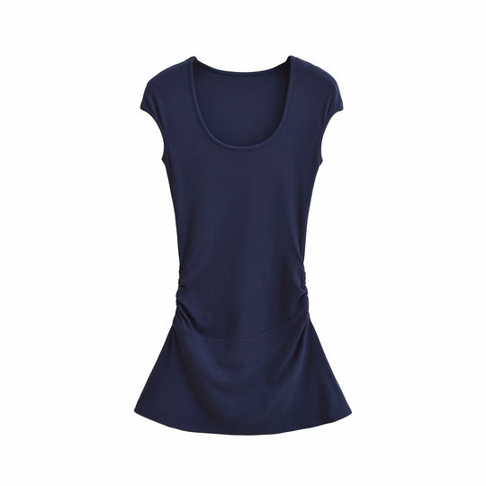 Damen elegantes Jersey-Kleid mit Raffung EB