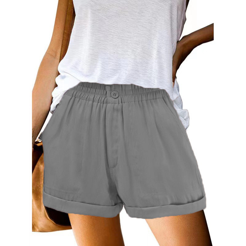 Damen leichte Chino-Shorts mit elastischem Bund und praktischen Taschen EB