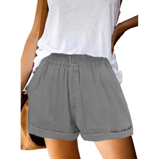 Damen leichte Chino-Shorts mit elastischem Bund und praktischen Taschen EB