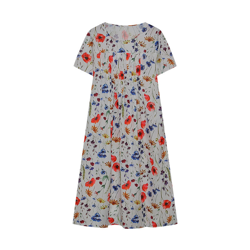 Damen Maxikleid mit floralem Design und weiten Ärmeln EB