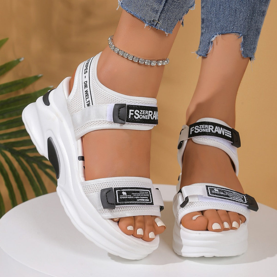 Damen modische Plateau-Sandalen mit verstellbaren Riemen und dämpfender Sohle EB
