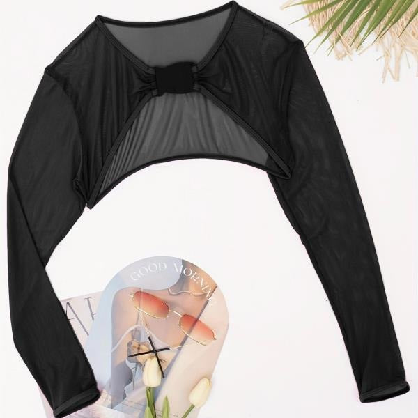 Damen Langärmliger Crop-Top Überwurf EB