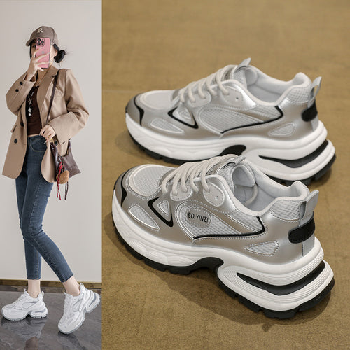 Damen Sportliche Sneakers mit abriebfester Laufsohle und atmungsaktiver Mesh-Oberfläche EB