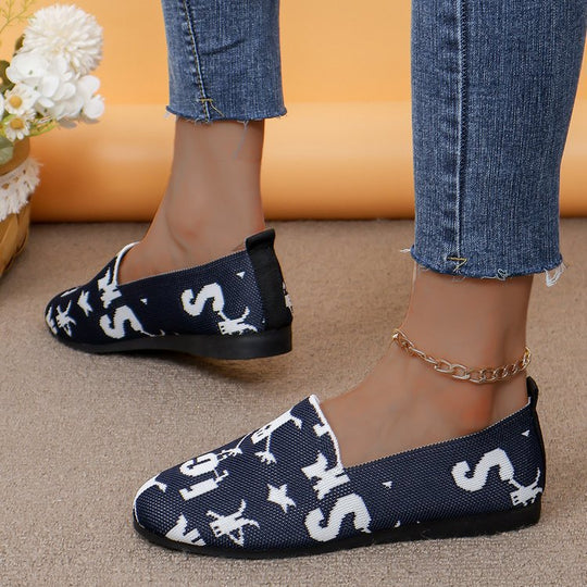 Damen Modische Slip-On Schuhe aus atmungsaktivem Material mit stylischem Print EB