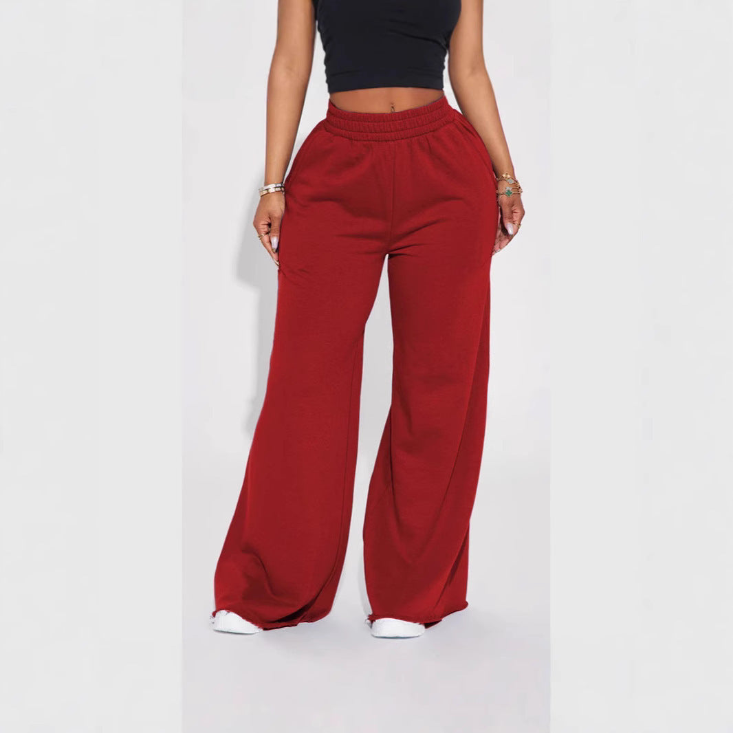 Damen nan weite High-Waist Loungehose mit elastischem Bund und praktischen Seitentaschen EB