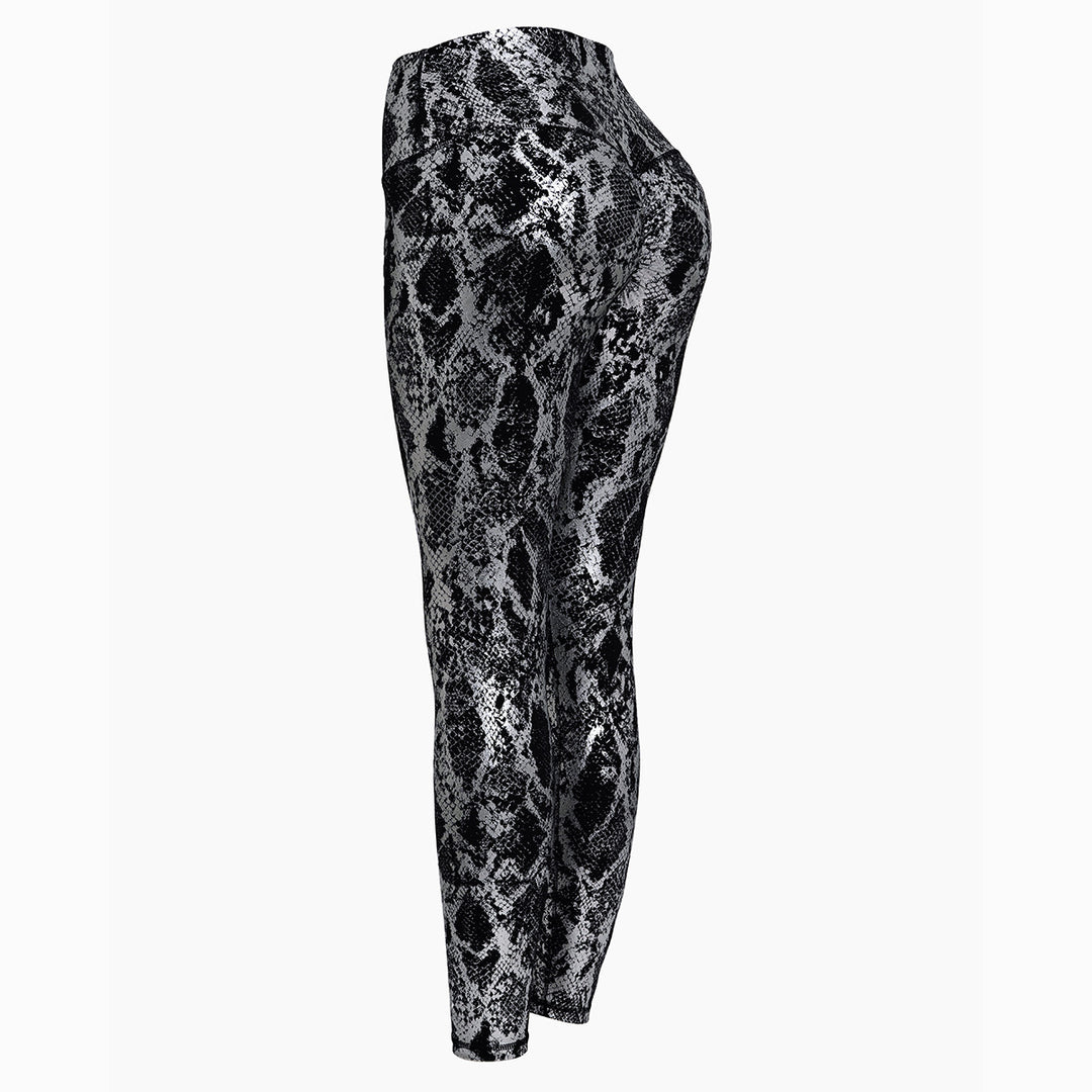 Damen nan hoch taillierte Sportleggings mit formender Kompression und strukturierter Schlangenprägung EB