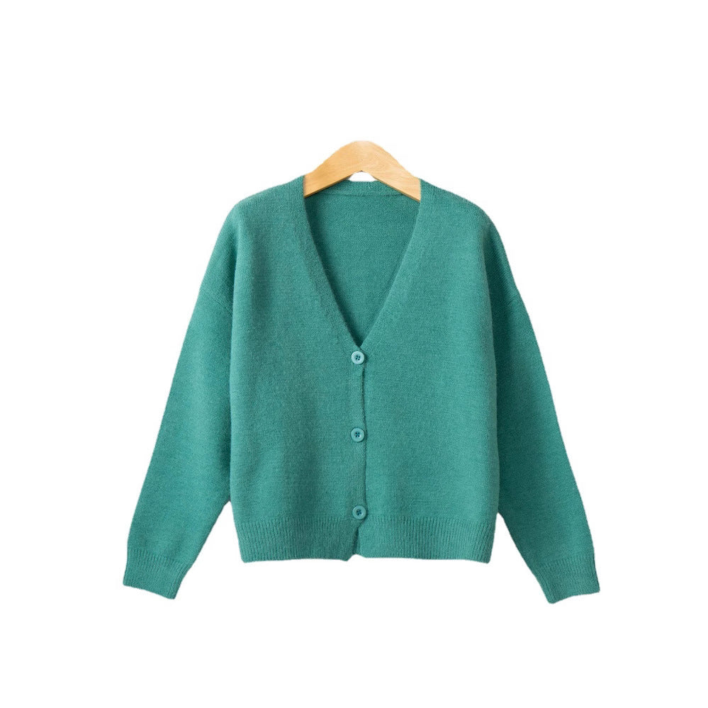Damen Strickjacke mit V-Ausschnitt und Knopfdetails EB