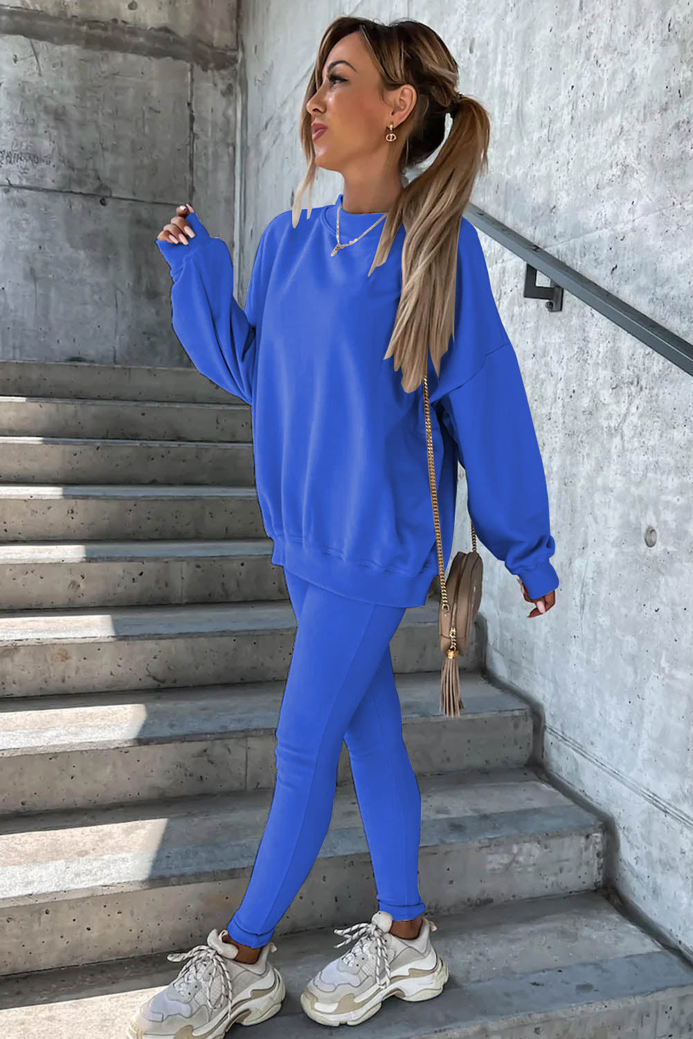 Damen Oversized Sweatshirt mit weitem Schnitt und strukturierten Ärmeln EB