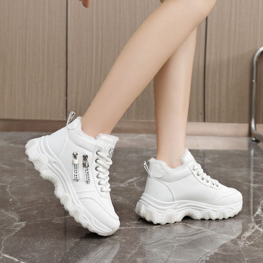 Damen gefütterte High-Top Sneakers mit modischem Design und praktischen Reißverschlussdetails EB