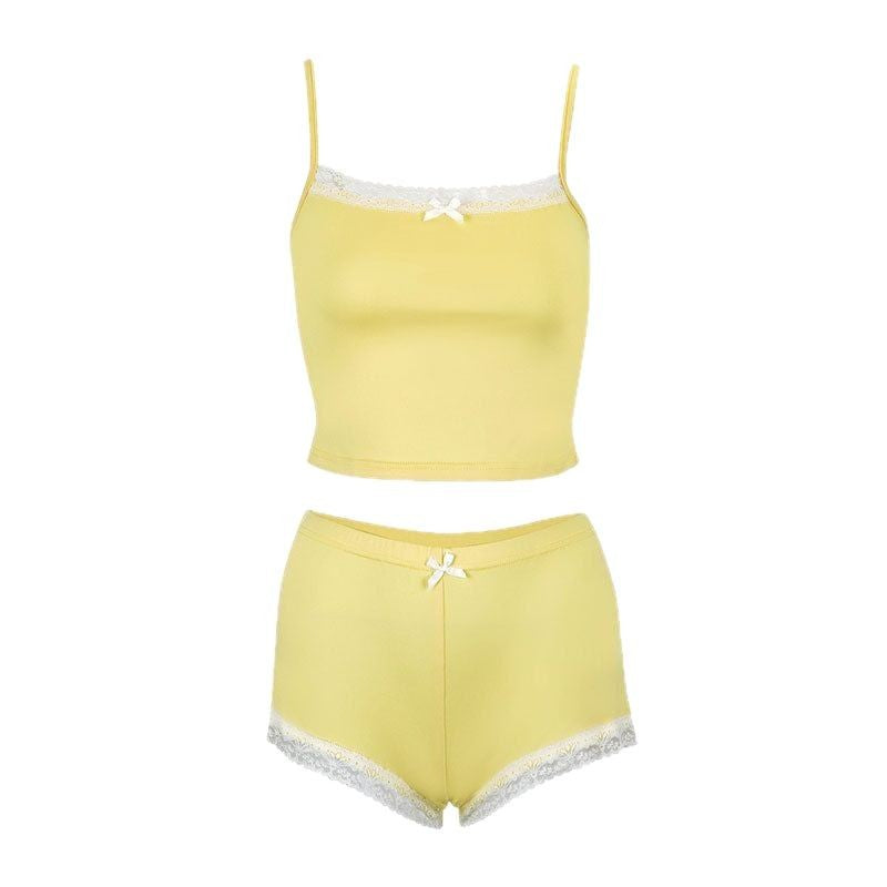 Damen Schlafanzug-Set aus zarter Mikrofaser mit Spitze EB
