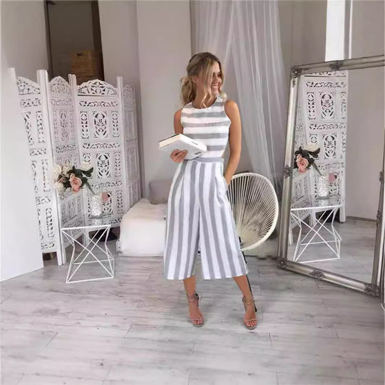 Damen Jumpsuit mit eleganten Streifen und tailliertem Schnitt EB