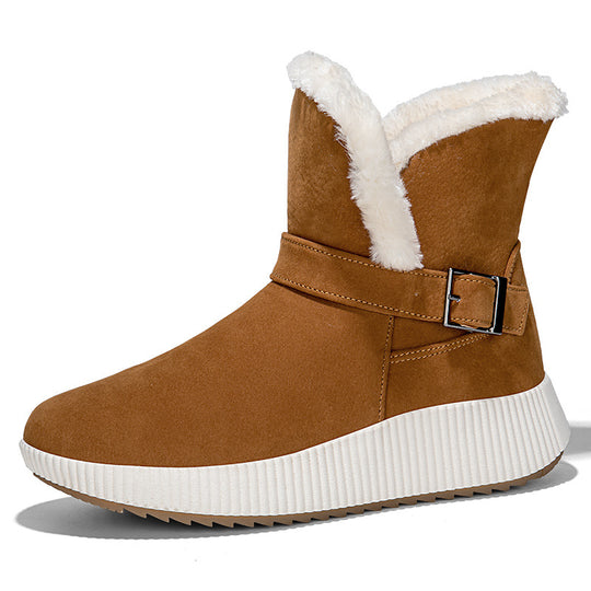 Damen gefütterte Winterstiefel mit modischer Schnallenapplikation und rutschfester Sohle EB