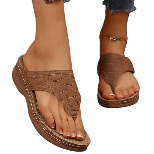 Damen Komfortable Zehentrenner-Sandalen mit anatomischem Fußbett EB