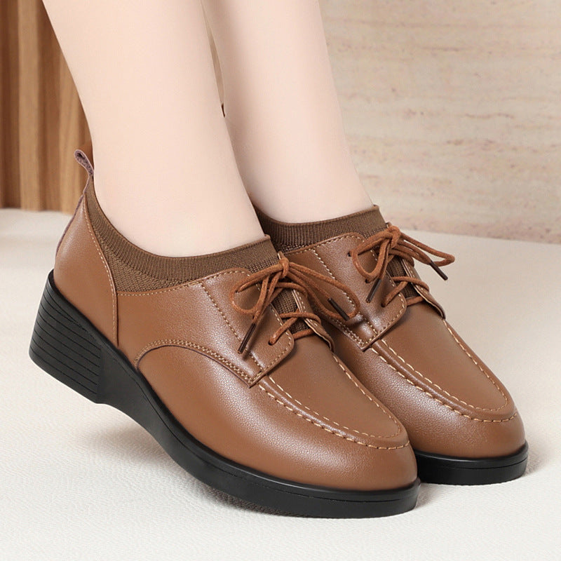 Damen Komfortable Schnürschuhe mit elegantem Blockabsatz und atmungsaktiver Oberflächenstruktur EB