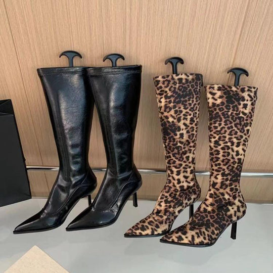 Damen elegante Overknee-Stiefel aus hochwertigem mit spitzem Absatz EB