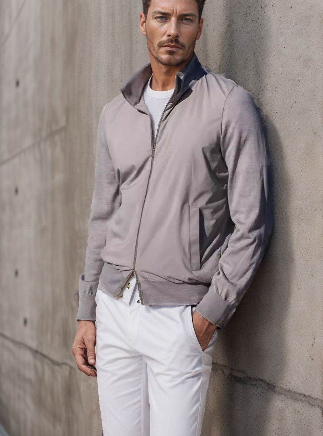 Herren stylische Freizeitjacke mit hohem Kragen und praktischen Taschen EB