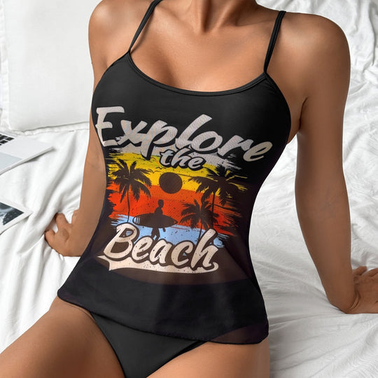 Damen Sportliches Tankini-Set mit trendigem Druck EB