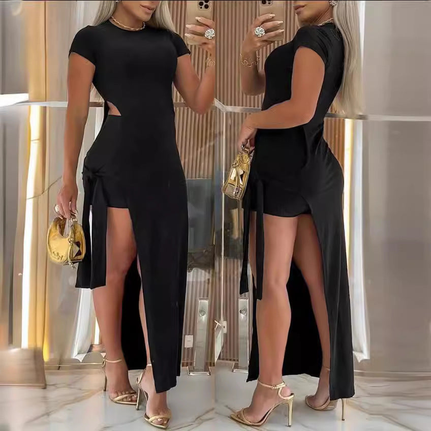 Damen Maxikleid mit seitlichem Schlitz und Cut-Out-Details EB