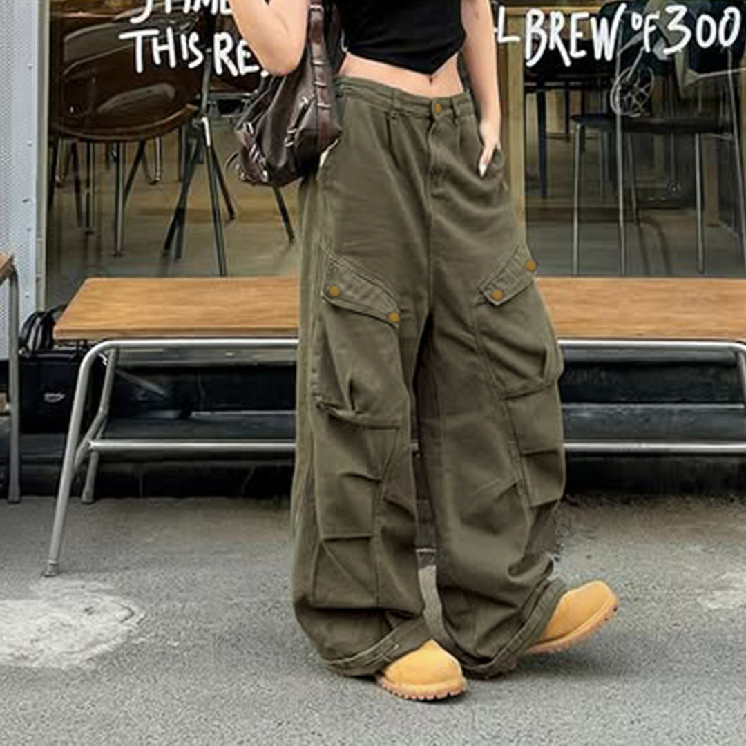 Damen Cargo-Hosen mit weitem Schnitt und mehreren Taschen EB