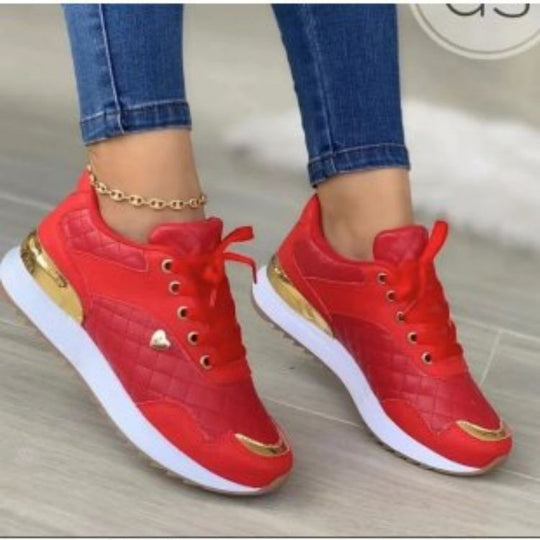 Damen Sportliche Sneakers mit metallischen Akzenten und atmungsaktivem Obermaterial EB