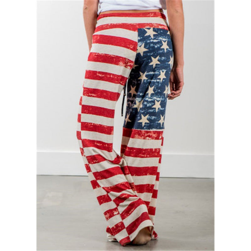 Damen Weite Jersey-Loungehose mit Tunnelzug und Vintage-Print EB