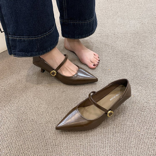 Damen elegante Pumps mit schmaler Schnalle EB