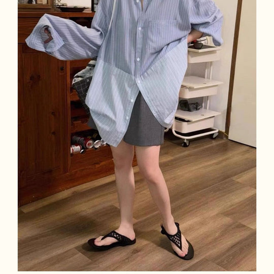 Damen Zehentrenner-Sandalen mit geflochtenem Riemendesign und komfortablem Fußbett EB