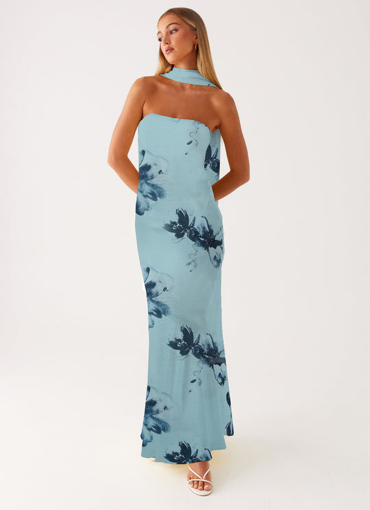 Damen Elegantes Langarm Abendkleid im Blumendesign EB