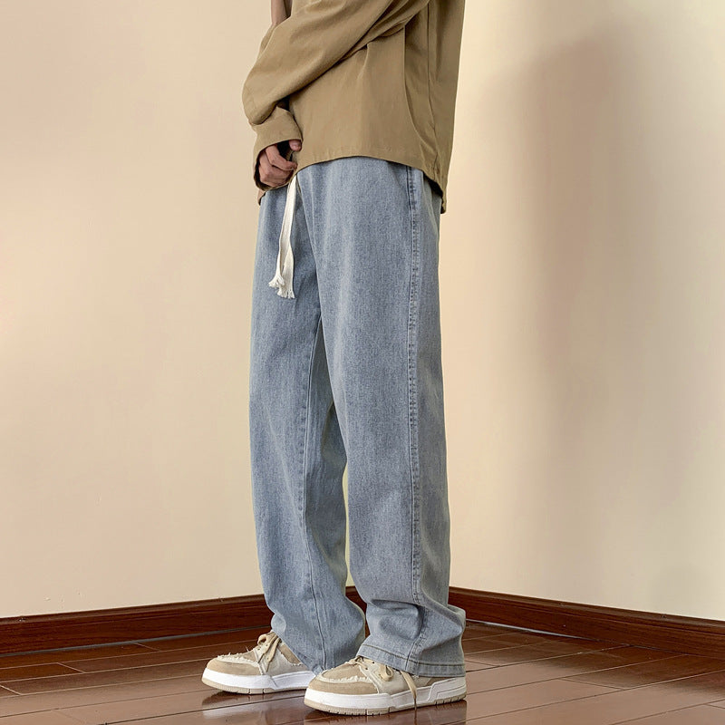 Herren lässige Denim-Hose mit bequemem Schnitt und elastischem Bund EB