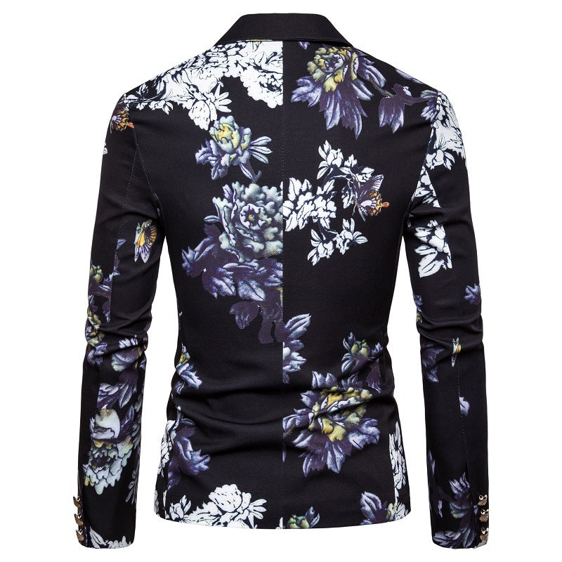 Herren eleganter Blazer mit floralen Mustern und strukturiertem Design EB