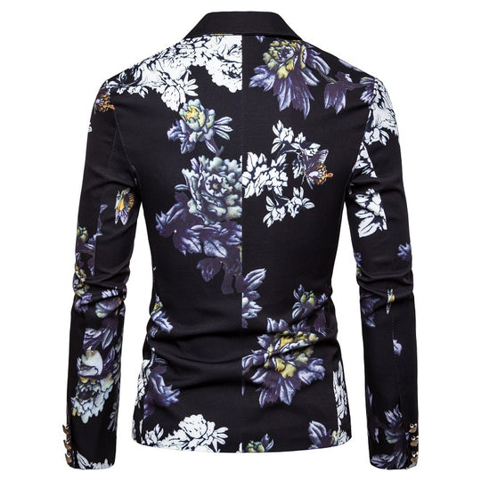 Herren eleganter Blazer mit floralen Mustern und strukturiertem Design EB