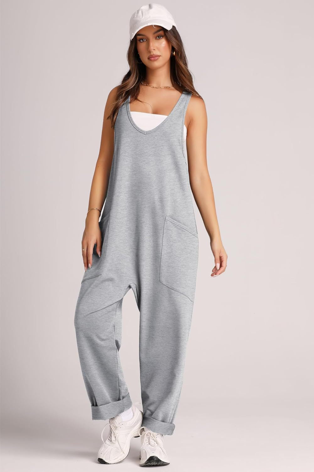 Damen Jumpsuit mit großzügigen Taschen und weichem Stretchmaterial EB