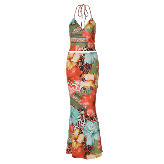 Damen Maxikleid mit aufregendem Blumen- und Tiermotiv EB